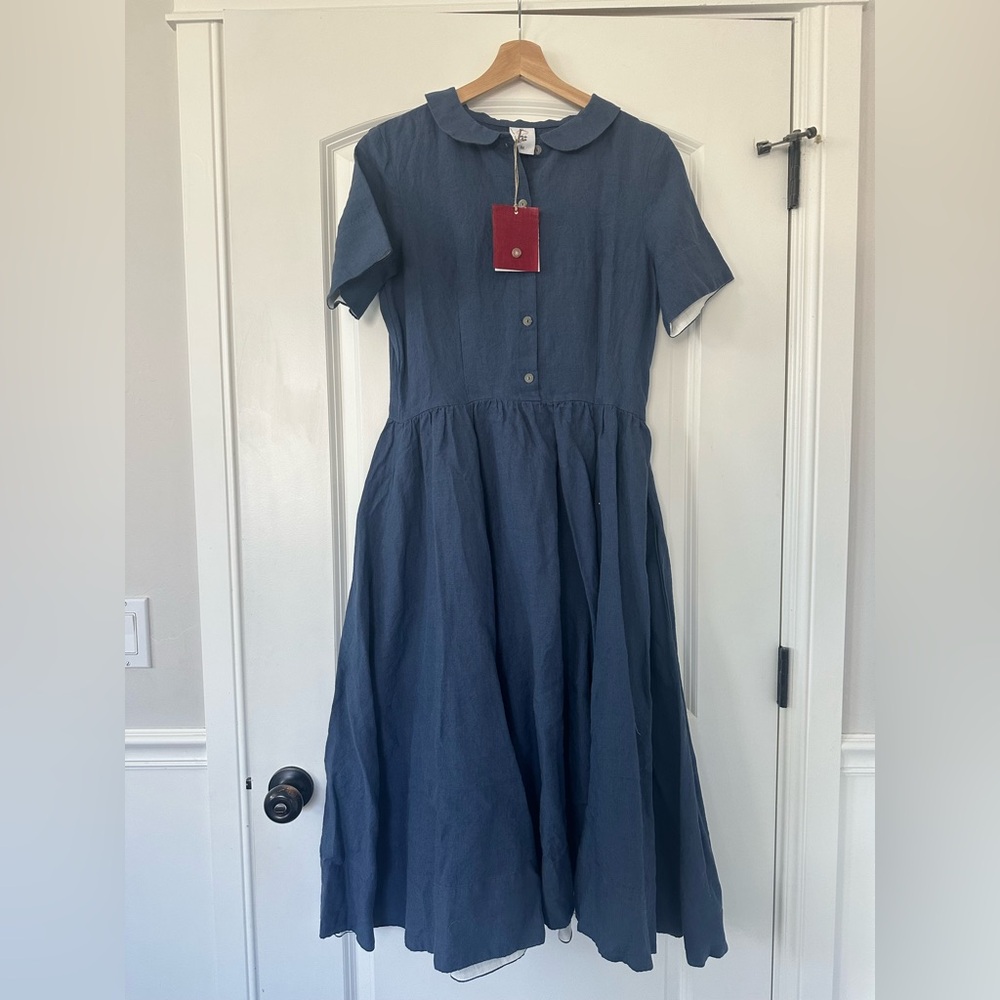 NWT Son de Flor Midnight Blue Peter Pan Collar Classic Dress - M